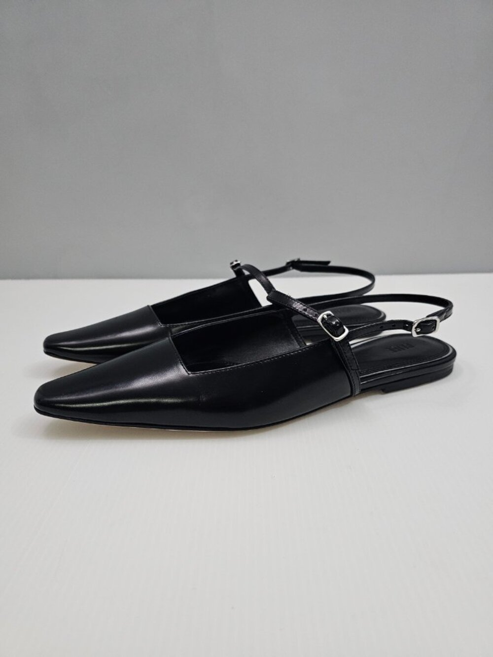 Paige Whitley Slingback Mary Jane Flats Womens 9 Black Leather Pointed Toe Shoe